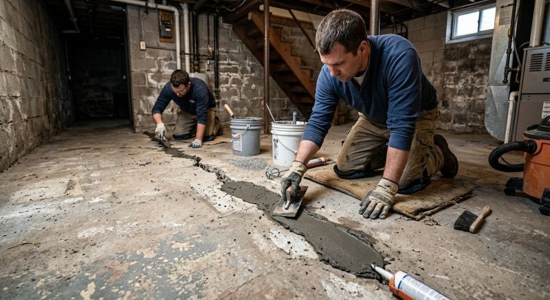 Cracked Basement Floor Repair in Tooele, UT