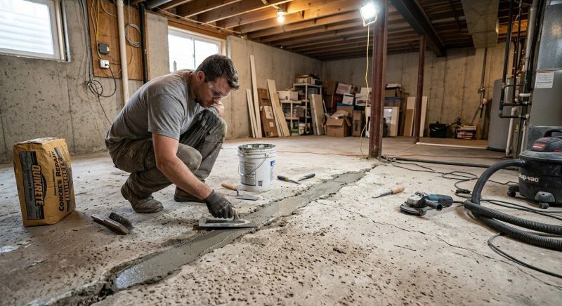 Cracked Basement Floor Repair in Tooele, UT