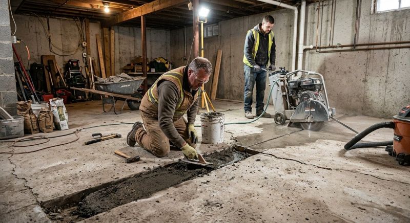 Cracked Basement Floor Repair in Tooele, UT